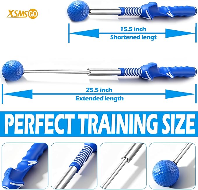 Retractable Golf Swing Training Aid – Golf Swing Trainer with Ergonomic Grip & Audible Feedback | Golf Swing Corrector for Tempo, Balance & Accuracy | Indoor & Outdoor Golf Practice Tool