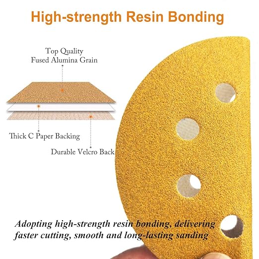 5-Inch 8-Hole Hook and Loop Sanding Discs 120-Grit Random Orbit Sandpaper - Image 2