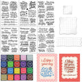6 Pcs Greeting Words Clear Stamps by GLASSWINDS