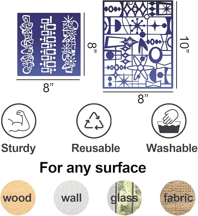 Stencils for Crafts Reusable Texture Stencils Geometric Stencil for Painting on - Image 2