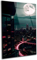 SpiritualHands Moon And City Glass Wall Art Painting by SpiritualHands