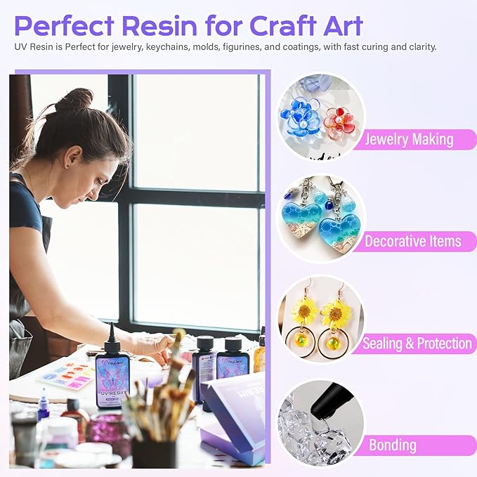 UV Resin kit with Molds and Casting Tools -Super Clear, Low Odor, Premixed and - Image 5