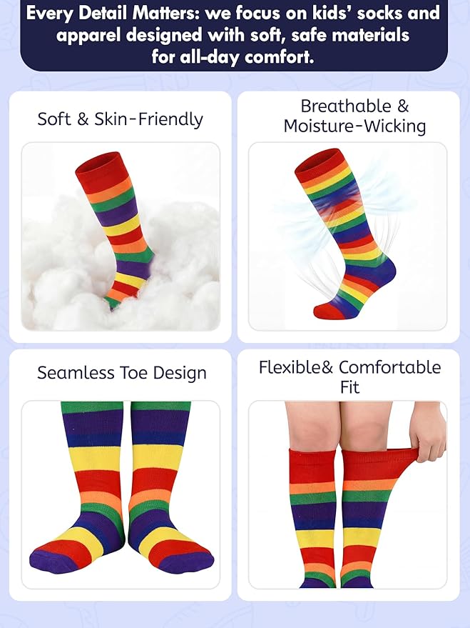 American Trends Kids Toddler Soccer Socks Youth Baseball Softball Football Socks Knee High Accessories for Girls