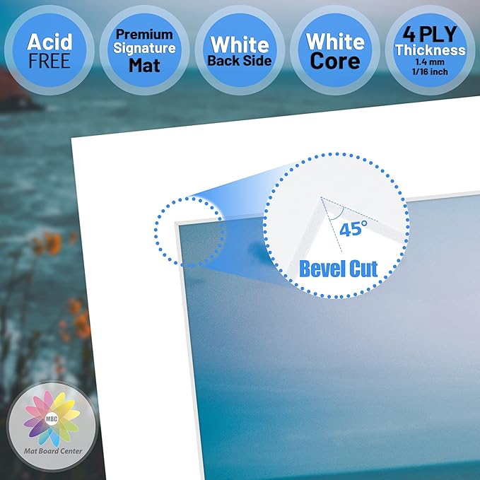 Mat Board Center, 20x24 for 16x20 White Photo Picture Mats - Image 3