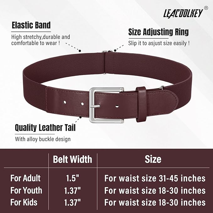 LEACOOLKEY Baseball Belt and Socks Combo Set Adjustable Softball Socks and Elastic Belt for Youth and Adult