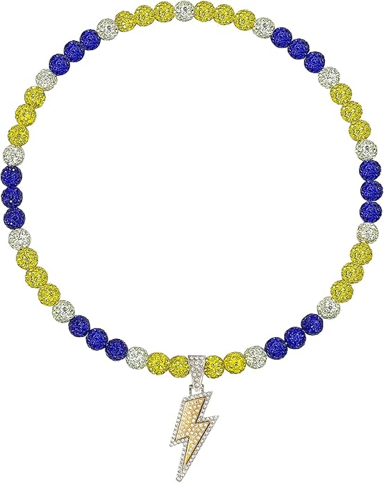 Baseball Necklace for Men 16/18/20 Inch Bling Ice Collection Lightning Bolt Pendant Necklace for Women Rhinestone Clay Beaded Discoball Accessories Gifts for Baseball Team Players Lovers