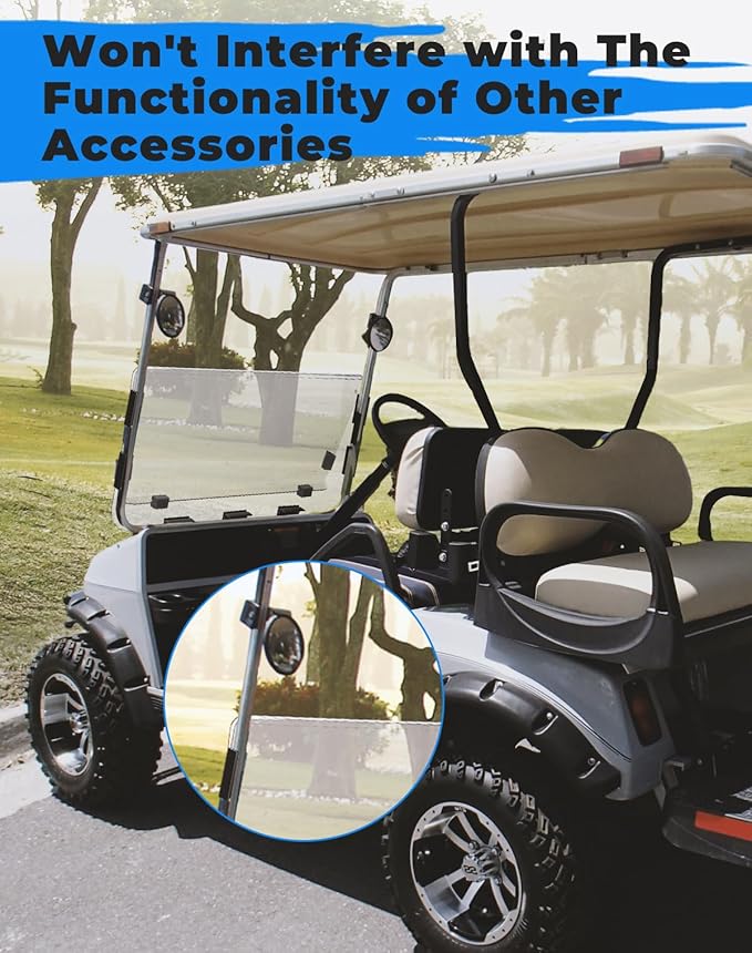KEMIMOTO Foldable Golf Cart Windshield Compatible with Club Car DS 2000+, Anti-UV and Impact-Resistant Acrylic (Clear)