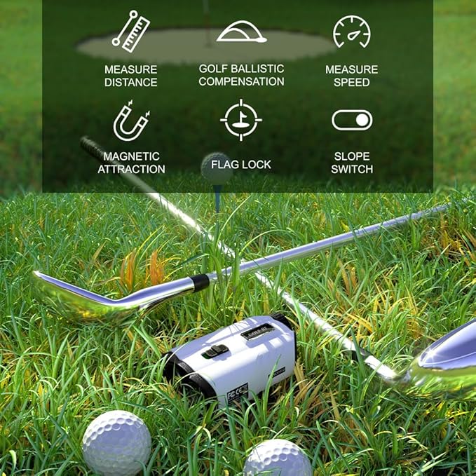 Golf Rangefinder with Slope, 1200 Yards Range Finder with High-Precision Flag Pole Locking Vibration, 7X Magnification, Rechargeable Battery