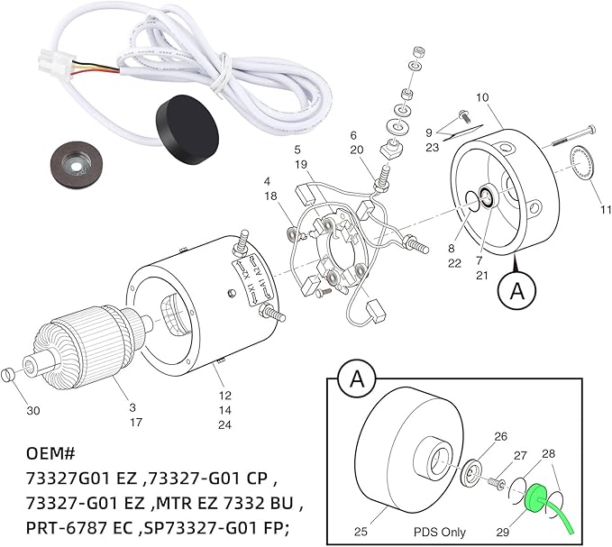 Roykaw 36v Golf Cart Speed Sensor with Magnet Compatible with EZGO TXT/Shuttle/ST Express/ST Sport with PDS 2000-up Electric Golf Carts, Replace OEM# 73327-G01, 73328-G01