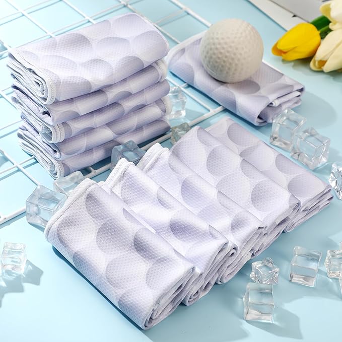 Peryiter 12 Counts Mini Cooling Towel, 30" x 9" Baseball Softball Soccer Golf Sweat Towel, Breathable Chilly Rag, Microfiber Sport Rags for Team Gym Running Coach Gift