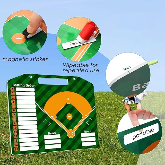 Magnetic Baseball Lineup Board | Baseball Dry Erase Coaching Broad | Softball Lineup Cards Marker Boards | Baseball Clipboard for Coaches | Baseball Lineup Board for Dugout