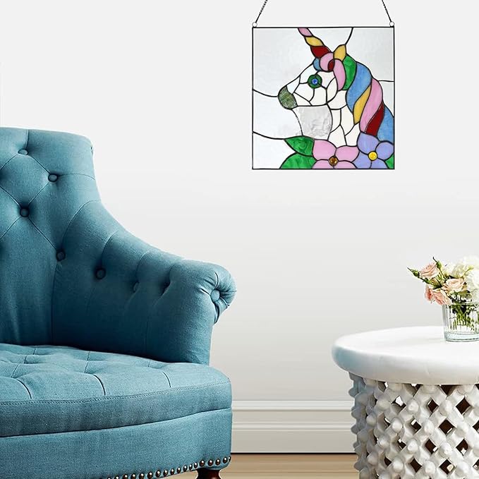 PA0003 Stained Glass Window Panel 12" Wx12 H Window Suncatcher Tiffany Style - Image 5