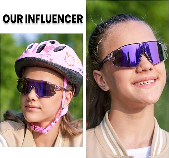 DUCO Kids Sunglasses Youth Baseball Sun Glasses Lightweight TR90 Frame UV400 Sports Cycling Shades for Boys Girls DK268