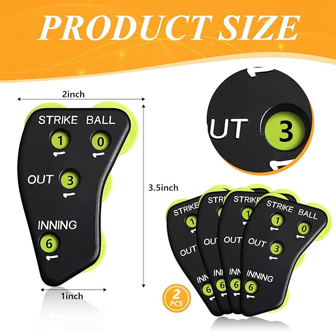Deekin 4 Wheel Baseball Umpire Clicker Black Indicator Gear Practical Baseball Counter Clicker for Scorekeeper Recording Outs Innings Balls Softball Referee Equipment