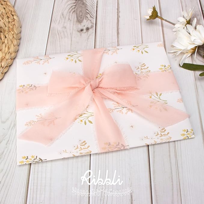 Ribbli Blush Pink Chiffon Ribbon - Image 4