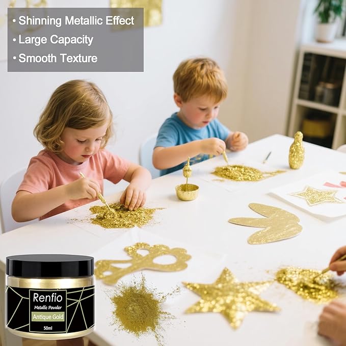 Renfio Metallic Pigment Powder, 50ml Antique Gold Resin Color Pigment - Image 4