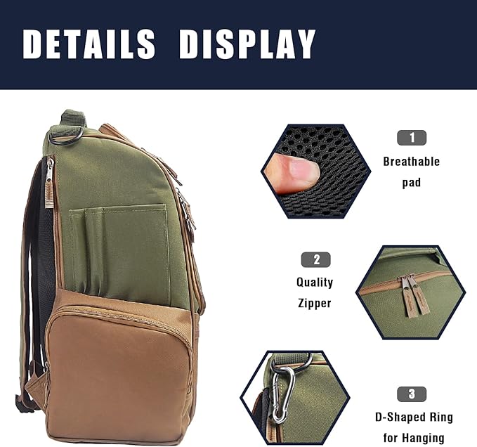 Disc Golf Bag, Durable Disc Golf Backpack Holds 22+ Discs, Large Capacity with Multiple Storage Pockets