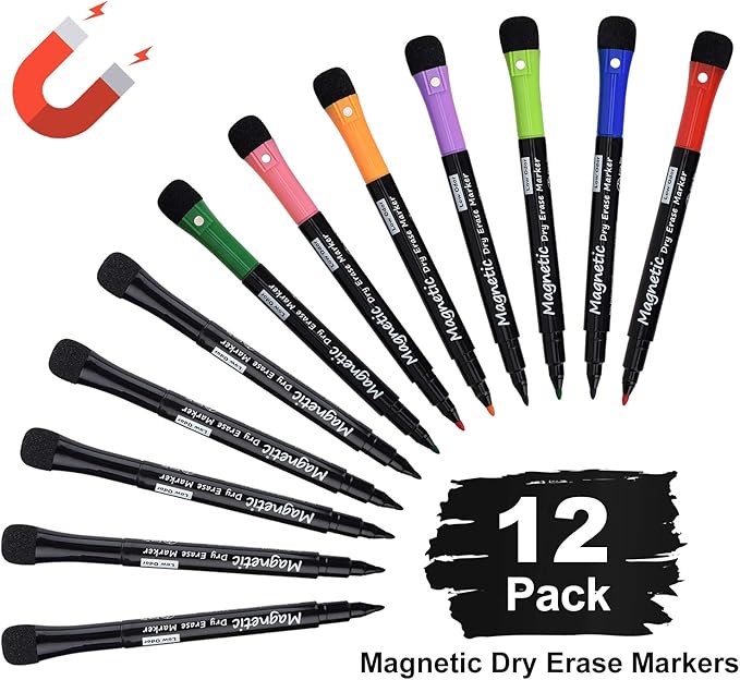 Browill Magnetic Dry Erase Markers, Fine Tip Low Odor Whiteboard Markers - Image 7