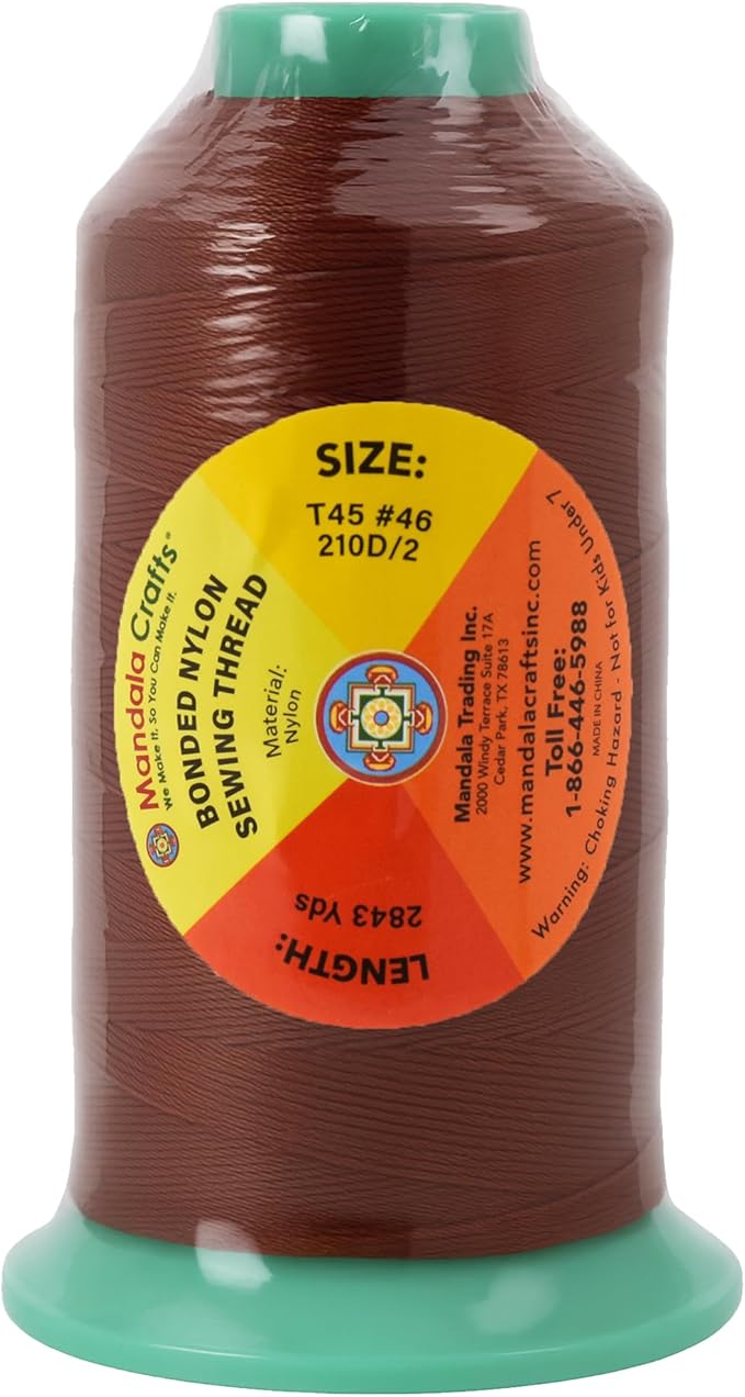 Mandala Crafts Size 46 210D T45 Bonded Nylon Thread Copper Brown Heavy Duty - Image 3