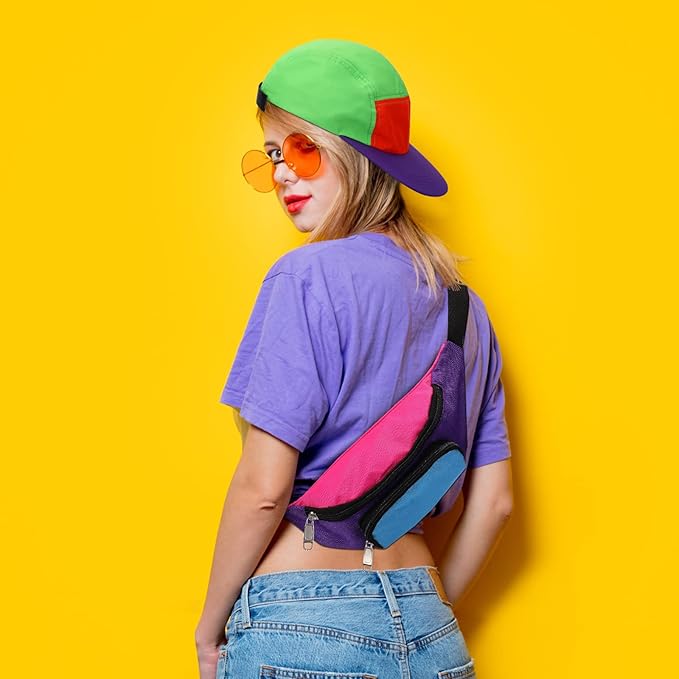 Cindeer 4 Pcs 80s Neon Hat Bulk Retro Cap Nylon Baseball Adjustable Cap for Women Men 80s 90s Halloween Costumes Accessories