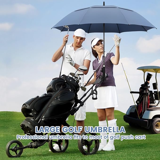 ZOMAKE Golf Umbrella Windproof, Extra Large Oversized Heavy Duty Double Canopy for Rain, Sports Games & Push Cart(51/54/62/68/72Inch)