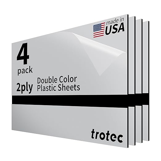 Trotec | Metallic Looking Acrylic Sheet | 12"x20"x1/16, Name Plate | USA Made by TrotecEngravingSupplies