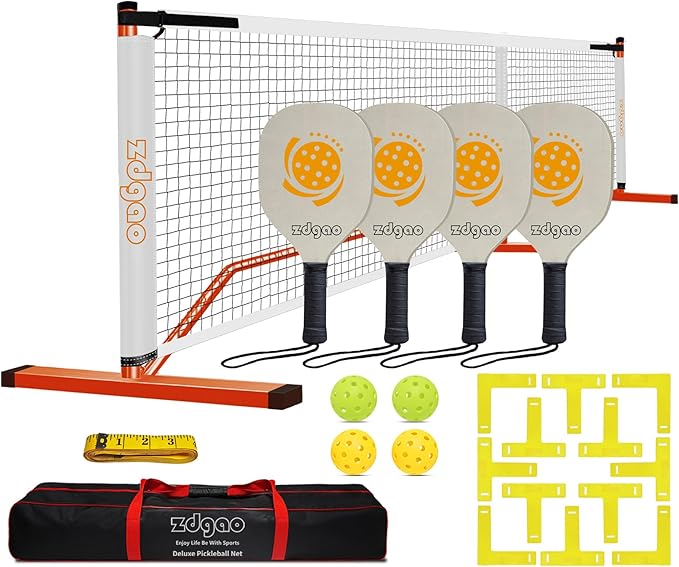 Zdgao Pickleball Set with Net for Driveway, 22 FT Regulation Size Pickle Ball by ZdgaoSportsLLC