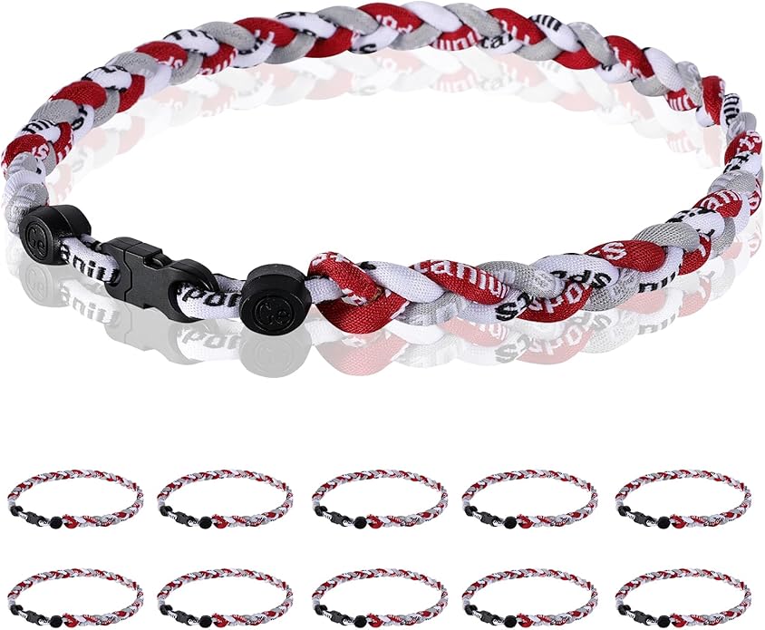 12 Pack Baseball Necklace 18inch, Team Gift for Baseball Funs, Three Braided Titanium Tornado Rope Design, with Muti - Color for Pick