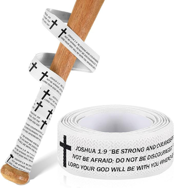 Pushglossy Christian Baseball Bat Grip Tapes 1.5mm Faith Cross Bat Grip Tape, Precut Full Adhesive Baseball Wrist Tape Scripture Design Non-Slip Religious Baseballs Grips Tapes