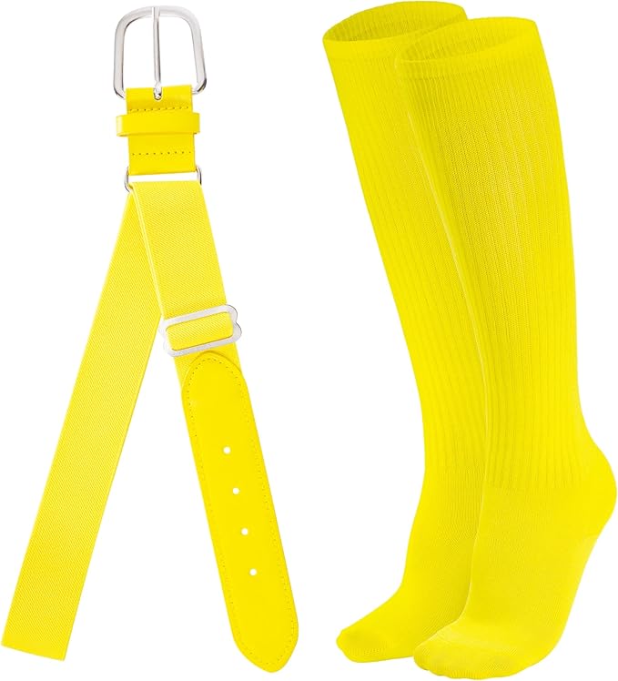 Dxhycc Youth Baseball Socks and Belt Combo Set Softball Baseball Socks and Elastic Waist Belt for Youth Boys Girls