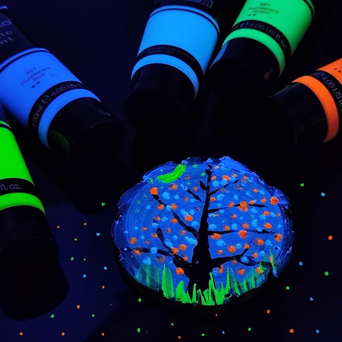 Artecho Glow in the Dark Paint, Neon Orange Paint Tubes, Art Craft Paints - Image 5