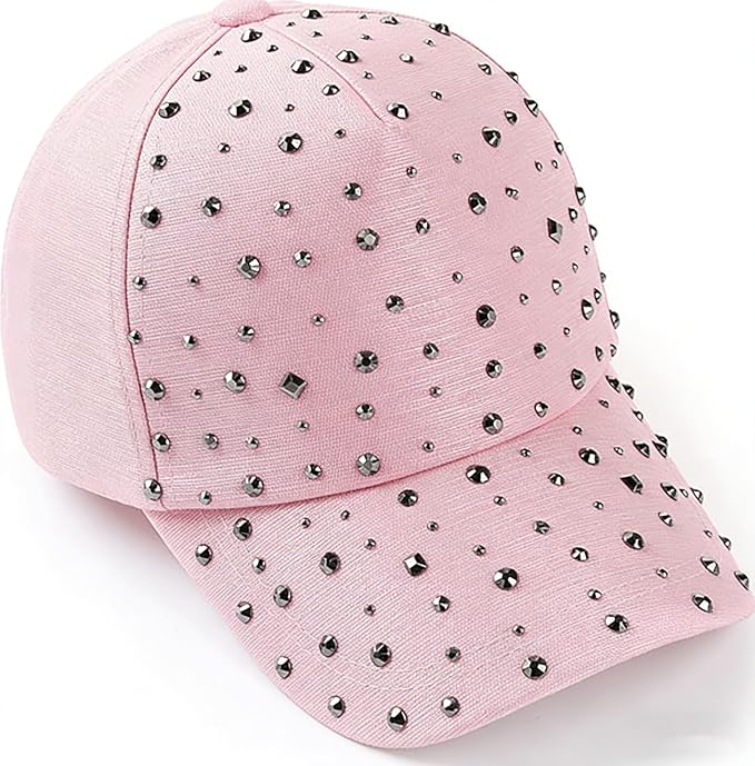 Gudessly Adjustable Breathable Rhinestone Baseball Cap for Women Bling Sequins Casual Sports Cap
