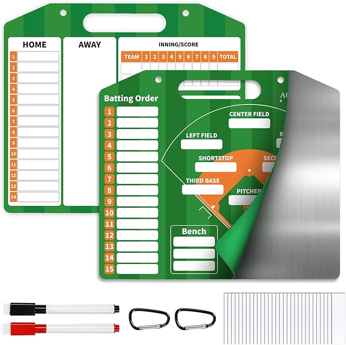 AOLEBA Baseball Lineup Board for Dugout,Dry Erase Magnetic Metal Baseball Clipboard for Coaches