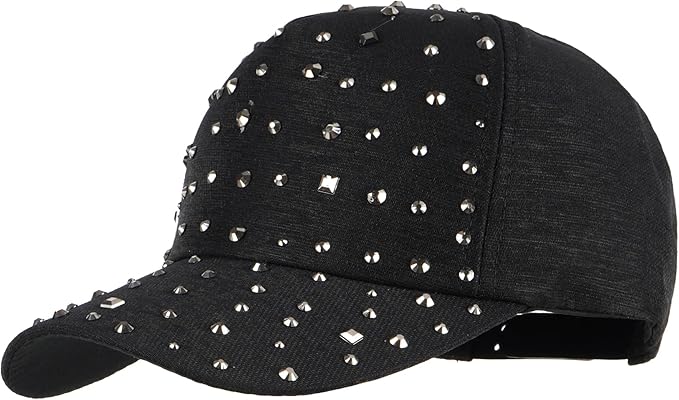 Hoce Fashion Rhinestone Denim Baseball Cap Studded Bling Hat for Women