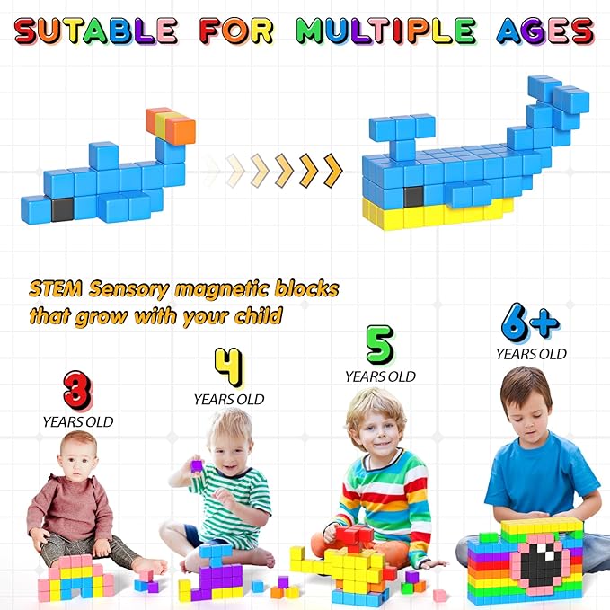 54 PCS Magnetic Blocks, Magnetic Building Blocks - Image 2