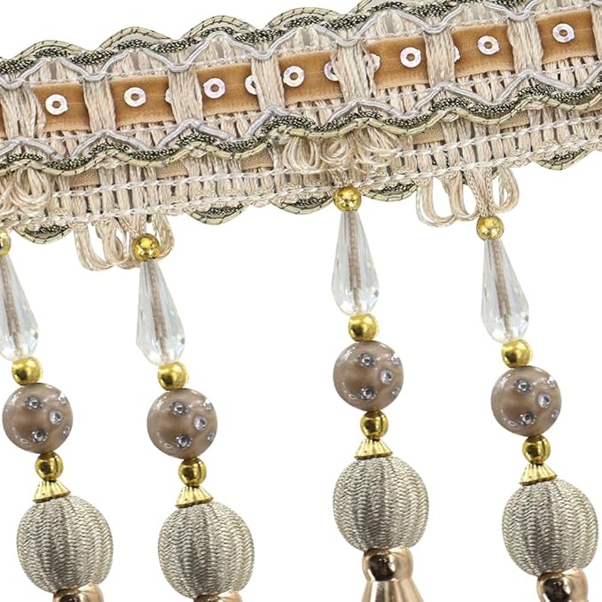 3yards Beading Fringe Trimming Long Beads Tassel Curtain Trim Ribbon Trim - Image 2