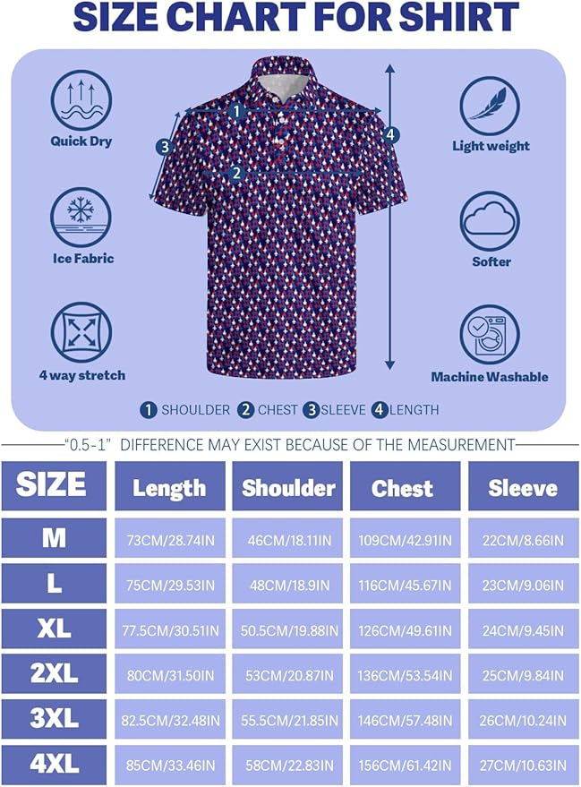 HUURAY Funny Golf Polos for Men Funny Print Short Sleeve Shirts Quick Dry Polo Shirts Hawaiian Shirt Performance Golf Outfits