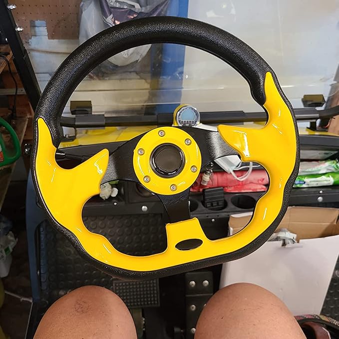 12.5 inch Golf Cart Steering Wheel Universal Ergonomic Design for EZGO RXV & TXT, Club Car DS and Precedent Tempo, Yamaha, Most Golf Cart