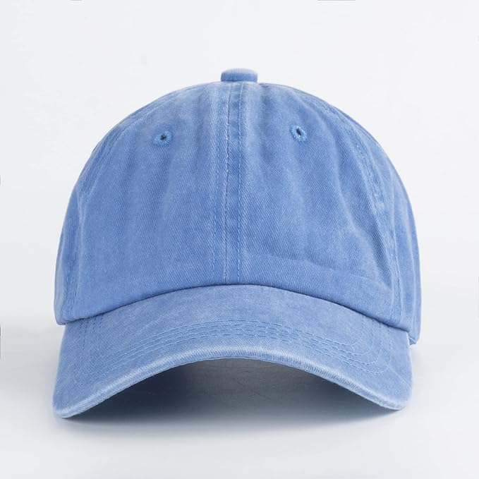 LANGZHEN Unisex Baseball Cap 100% Cotton Fits Men Women Washed Denim Adjustable Dad Hat