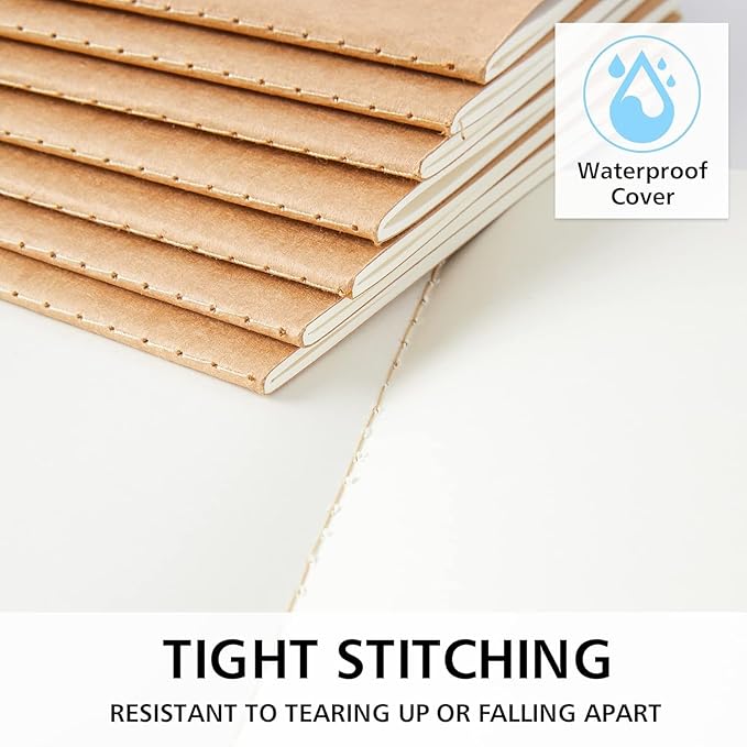 feela 8 Pack Unlined Kraft Paper Notebooks, Blank Journal Note Pad - Image 4