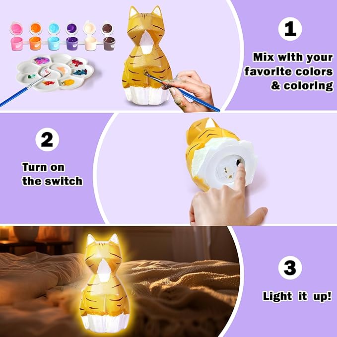 FUNZBO 2pcs Paint Your Own Cat Lamp - Image 5