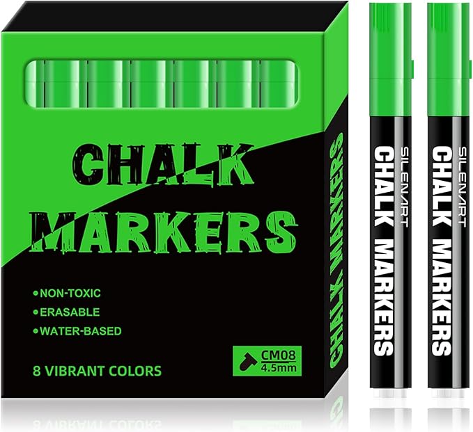 SILENART Chalk Markers Green 8 Pack by SILENART-THEARTOFSILENCE