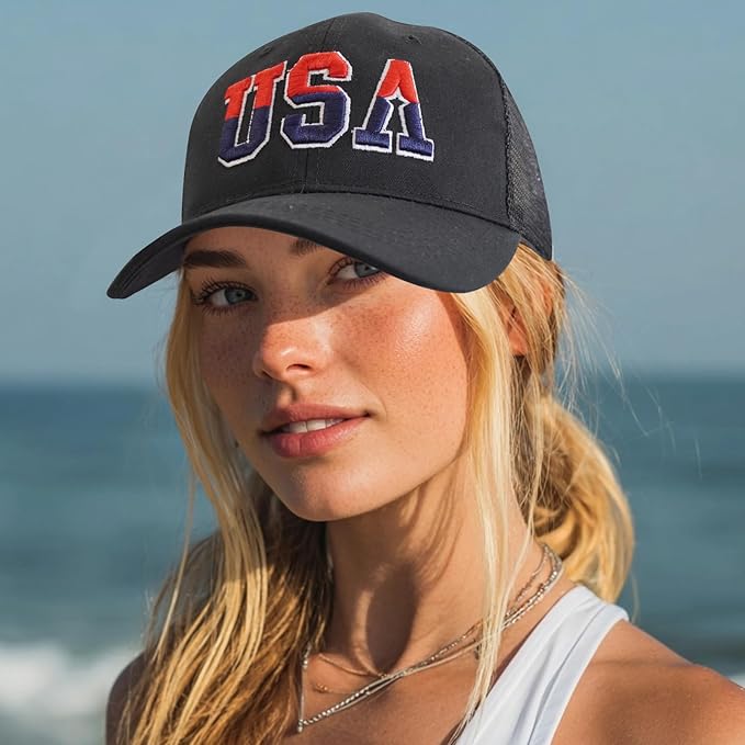 American Flag Patriotic Baseball Cap | Embroidered USA Flag 100% Cotton Adjustable Hat for Men & Women