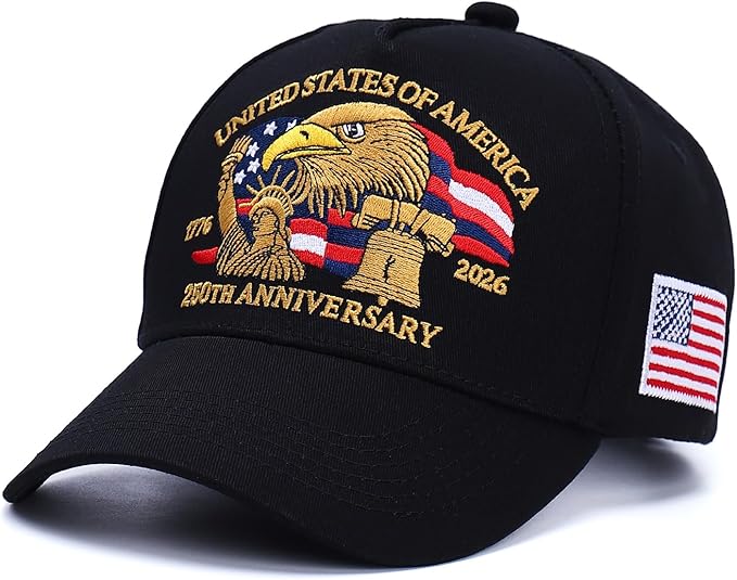250th Anniversary Patriotic Baseball Cap (1776-2026) Embroidered USA Hat, Adjustable Unisex Bicentennial Gift