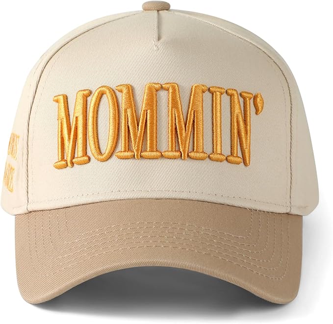 Mommin Trucker Hat, Mothers Day Gifts for Mom Wife, Vintage Two Tone Ponytail Baseball Cap, Adjustable Embroidered Hat