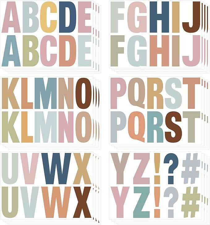 232 Pcs Large Boho Bulletin Board Letters, 4 Inch Letter Stickers Self by Sereliy