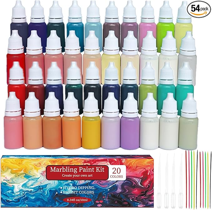 JAJADO 54 Pcs Water Marbling Paint Kit, Water Paint Marbling Ink & Turkish by JAJADO