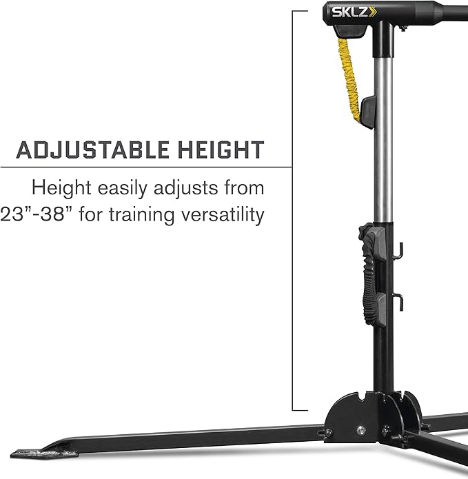 SKLZ Hurricane Baseball and Softball Swing Trainer, Adjustable Power Band System with Anti-Dent Ball Head, Height 23 to 38 Inches, Solo Hitting Practice for Youth Ages 14 and Under