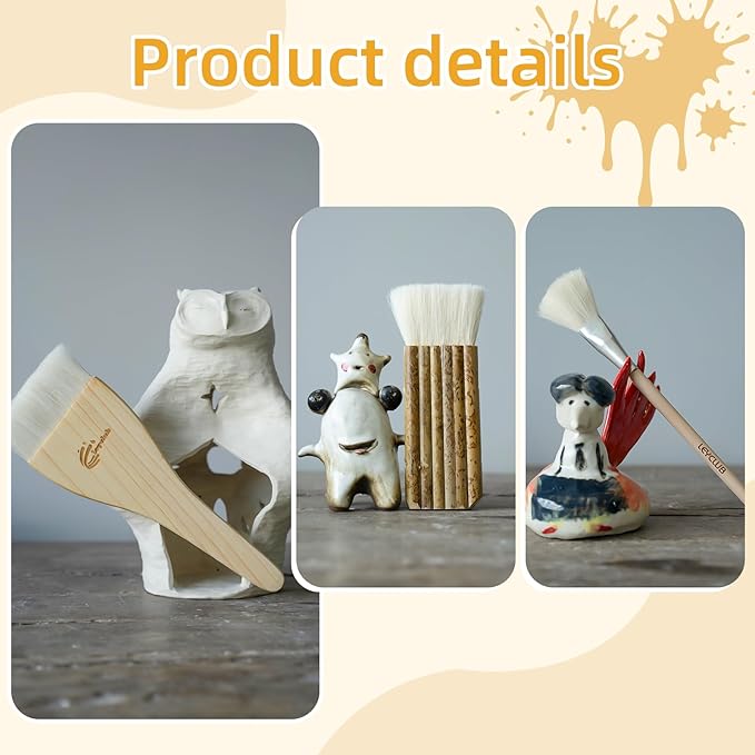 Pottery Glaze Brushes, Different Shape Wool Soft Bristle - Image 7