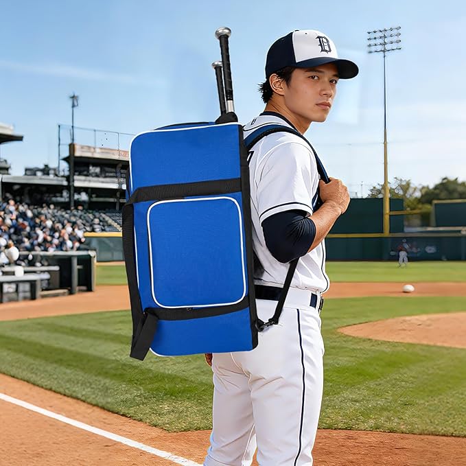 LARIPOP Baseball Bag Softball Duffel Bag for Youth Adult, 70L Sports Gear Bag with Bat Sleeves & Shoe Compartment